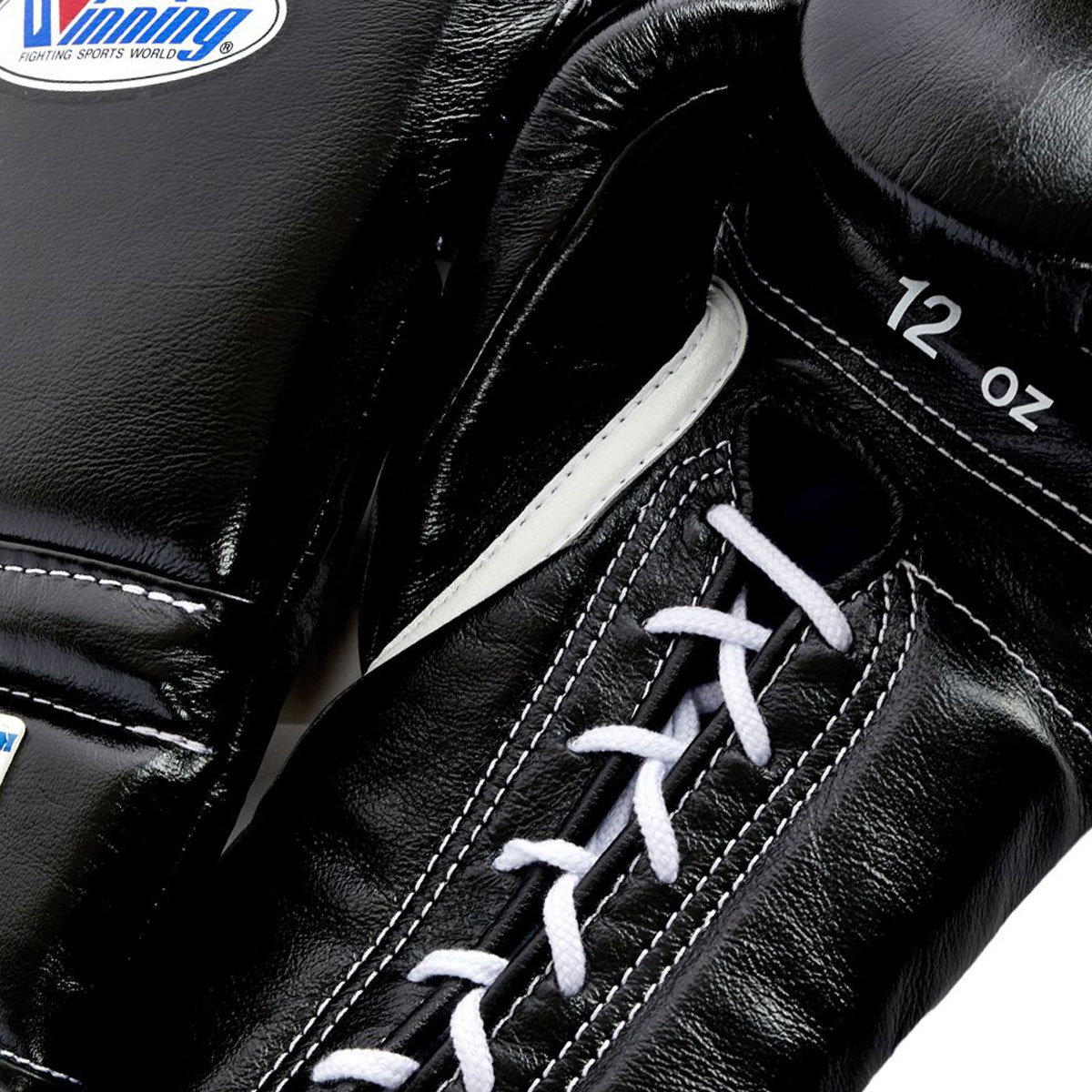 1:1 Custom Handmade Winning Lace-up Training boxing gloves - Black