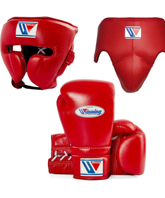 1:1 Custom Handmade Red Winning Sparring Gear Set (Gloves, Head Guard, Groin Guard)