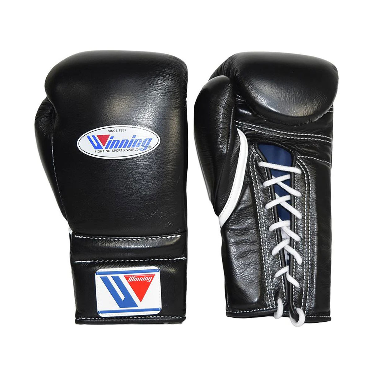 1:1 Custom Handmade Winning Lace-up Training boxing gloves - Black